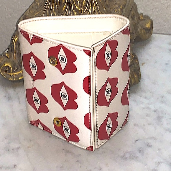 CELINE TRIFOLD WALLET LIP EYE TELEPATHY LOVE 2019 ANNELI HENRIKSSON RED LIPS EYE - Picture 5 of 12